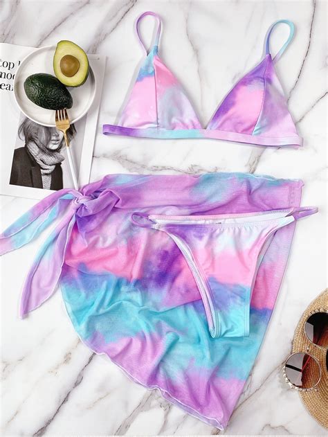 3pack Tie Dye Bikini Swimsuit Cover Up SHEIN UK