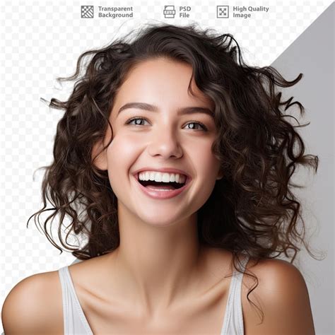 Una Mujer Sonriendo Con Una Sonrisa En Su Rostro Archivo Psd Premium