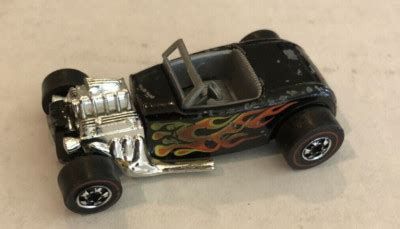 VINTAGE Hot Wheels Redline Hot Rod Roadster Black W Flames 1975 Hong Kong EBay