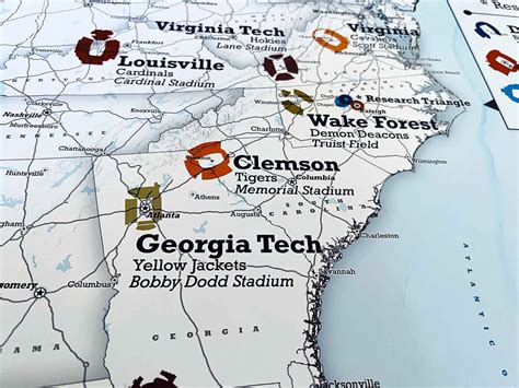 ACC Football Stadium Map: NCAA Football Poster or Pin Map - Etsy