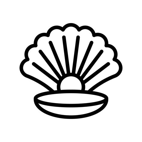 Seashell With Pearl Vector Tropical Related Line Style Icon 629911