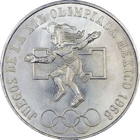 Mexico Silver Pesos Olympic Games Uncirculated Hallenbeck