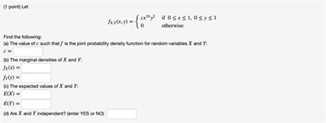 Solved 1 Point Let Fxxy Cxly2 If 0 5310 Sysi