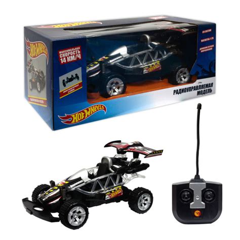 Машинка на пульте управления Hot Wheels Багги со светом на батарейках чёрная купить