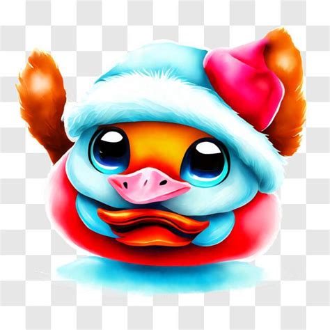 Baixe Pato de desenho animado sorrindo chapéu de Papai Noel PNGs