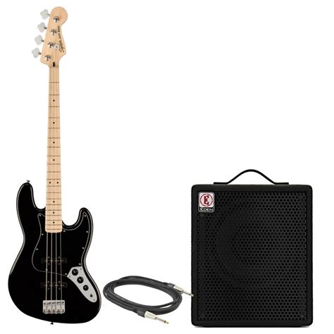 Squier Affinity Jazz Bass Mn Black And Eden Ec10 50 Watt Bass Combo Gear4music