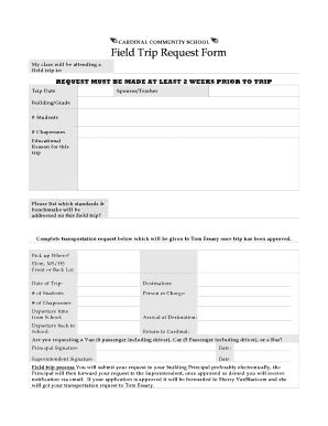 Fillable Online Field Trip Request Form Cardinal Community School