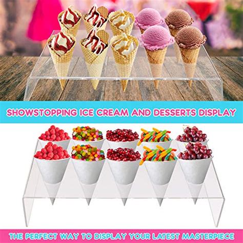 Clear Acrylic Ice Cream Cone Holder Stand Holes To Display Snow