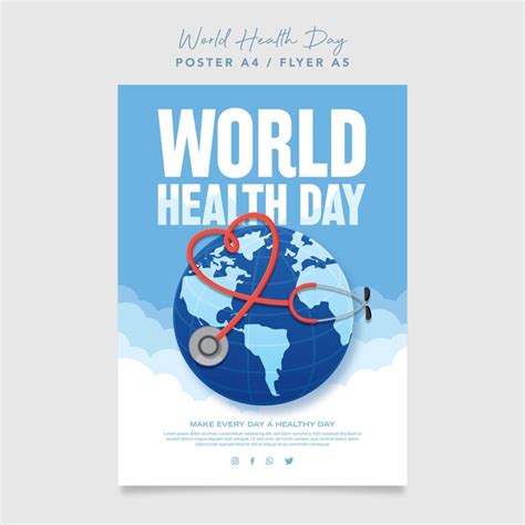 Premium Vector | World health day poster design with planet and stethoscope