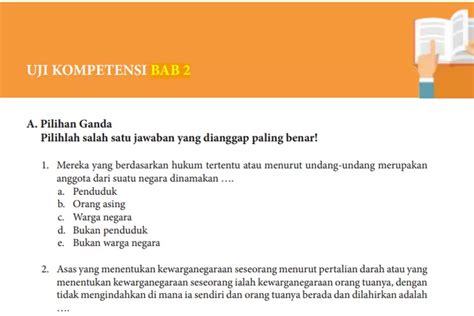 Kunci Jawaban Pkn Kelas 10 Pilihan Ganda Uji Kompetensi Bab 2 Ketentuan