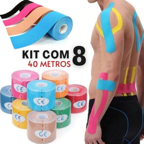 Kit X Rolos Kinesio Tape Bandagem Funcional Fita El Stica Fisioterapia