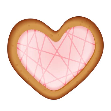 Deliciosa galleta en forma de corazón decorada con glaseado rosado