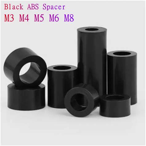 20 50pcs M3 M4 M5 M6 M8 Black Nylon ABS Non Threaded Spacer Round