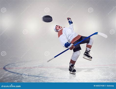 Hockey Player Fall Dawn On Ice Stock Photo Image Of Insurance