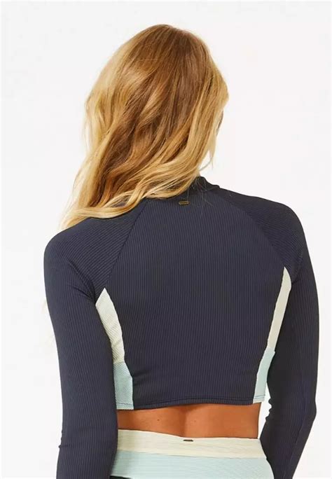 Jual Rip Curl Rip Curl Block Party Spliced Crop Long Sleeve Bikini Top Navy Original