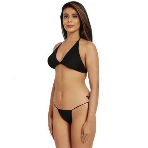 Generic Women S Nylon Spandex Black Bikini Sexy Bra Panty Black At Rs