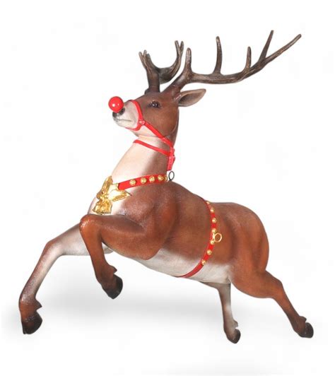 Christmas Reindeer Statue Jumping And Flying Life Size