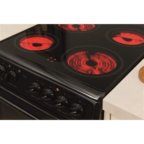 Hotpoint Hae51ks 50cm Double Cavity Electric Cooker With Ceramic Hob Black Appliances Direct