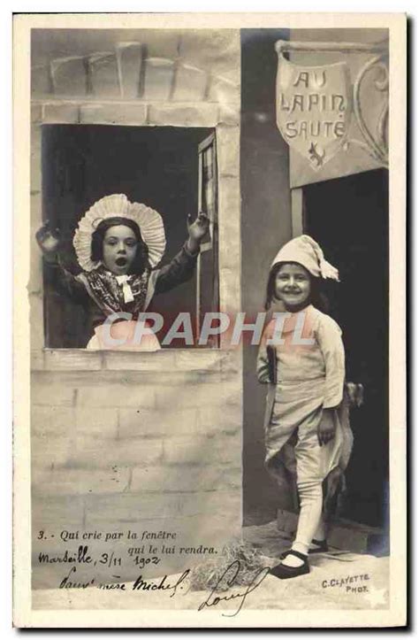 Carte Postale Ancienne Fantaisie Enfant La Mere Michel Et Son Chat Au