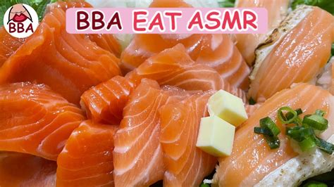 Asmr Mukbangsalmon Sushi Raw Fish Eating Sounds Youtube