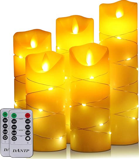 Amazon Danip Flameless Candle With Embedded String Lights