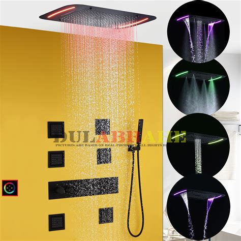Bathroom Shower Faucet Set Hot And Cold Thermostatic Shower Bath Mixer Valve Rain Led