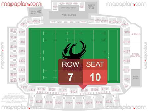 HBF Park seat & row numbers detailed seating map, Perth - MapaPlan.com