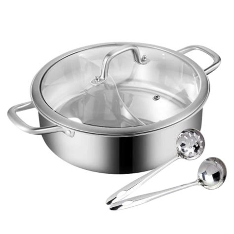 Stainless Steel Shabu Shabu Dual Sided Hot Pot W Lid And Ladles About Your Chair Covers