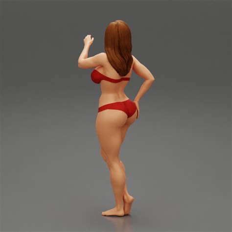 3D Printable Sexy Woman Wearing Bikini Posing At The Beach By 3DGeschaft Miniatures Figures