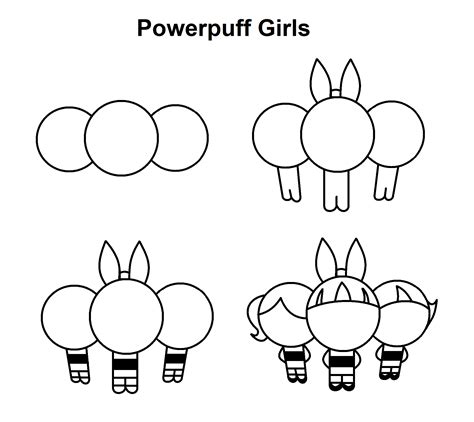 Powerpuff Girls (part 1) step-by-step tutorial. | Easy cartoon drawings ...