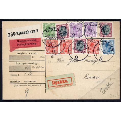 1918 Adressebrev for Ilpakke med 5 10 15 20 og 50 øre Chr X