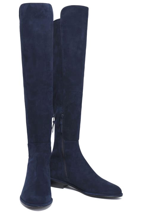 Stuart Weitzman Woman Suede Knee Boots Navy In Blue Lyst