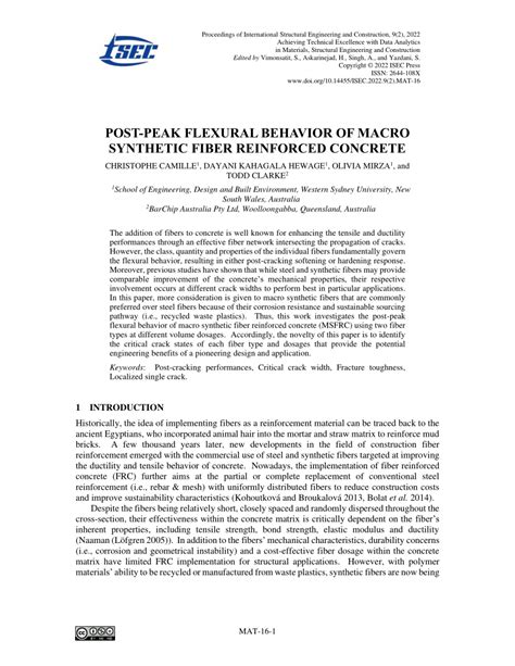 Pdf Post Peak Flexural Behavior Of Macro Synthetic Fiber Reinforced