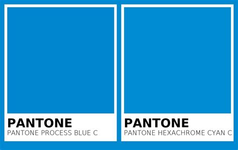 Color PANTONE Process Blue C Vs PANTONE Hexachrome Cyan C Side By Side