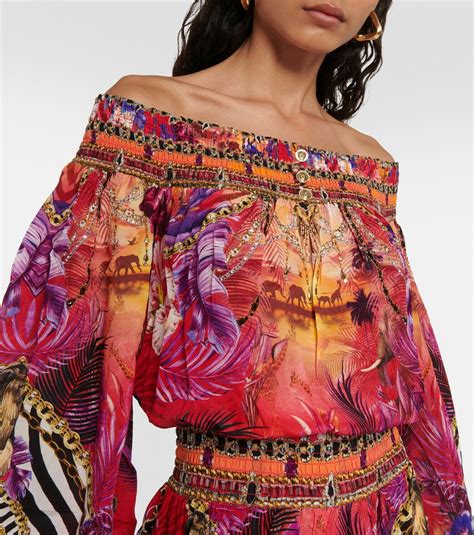 Camilla Printed Embellished Off Shoulder Minidress Camilla