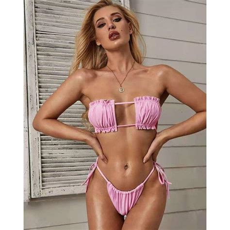 Buy New Solid Color Sexy Beach Vacation Style Bikini Swimming Suit