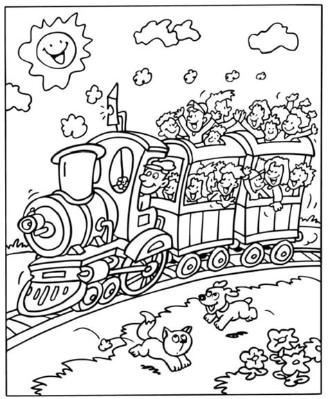 Coloriage Enfants dans le Train télécharger et imprimer gratuit sur