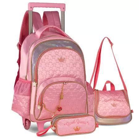 Kit Mochila Rodinhas Sweet Queen Princesas Escolar Feminina Juvenil