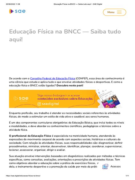 Bncc Educação Física Pdf - Educação Física na BNCC: Diretrizes e Práticas | PDF | Educação Física ...