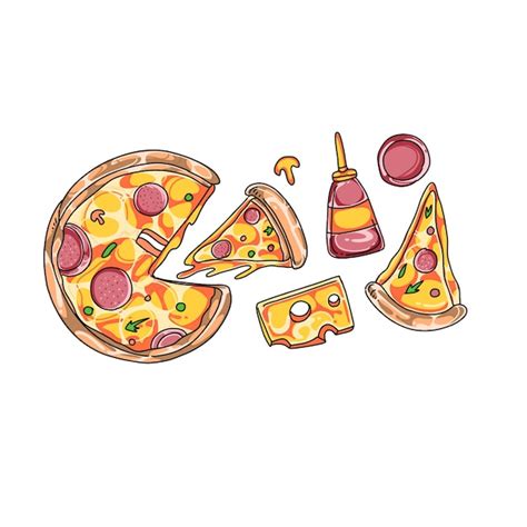 Premium Vector Pizza Hand Drawn Doodle Illustrations Vector Set