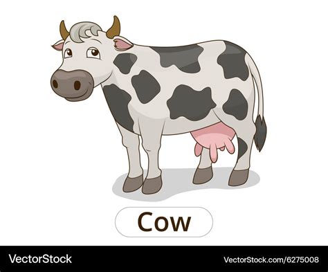 Cow animal cartoon for children Royalty Free Vector Image