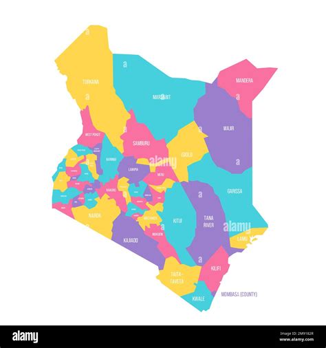 Kenya Political Map Of Administrative Divisions Counties Colorful