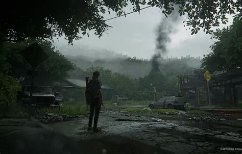 Wallpaper forest, machine, smoke, village, art, Ellie, The Last of Us ...