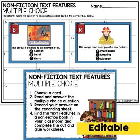 Editable 2nd Grade Reading Center Nonfiction Text Features