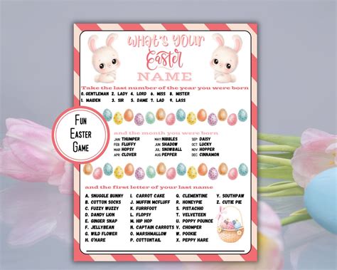 Whats Your Easter Name Easter Name Game Easter Game For Kids Easter