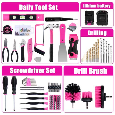 Thinklearn Pink Tool Kit With 20v Cordless Drill Tl1017