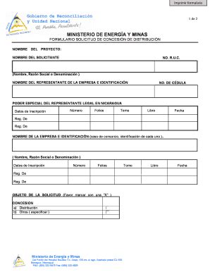 Fillable Online MINISTERIO DE ENERGA Y MINAS FORMULARIO SOLICITUD DE