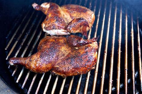 Smoking Chicken Halves Over Direct Heat Skin Side Up Chicken Quarter