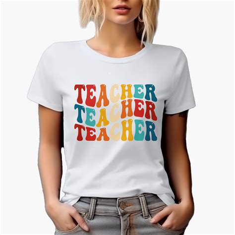 Teacher, Teaching Profession Themed, Groovy Retro Wavy Text Merch Gift ...