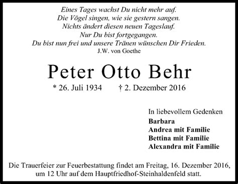 Traueranzeigen Von Peter Otto Behr Stuttgart Gedenkt De